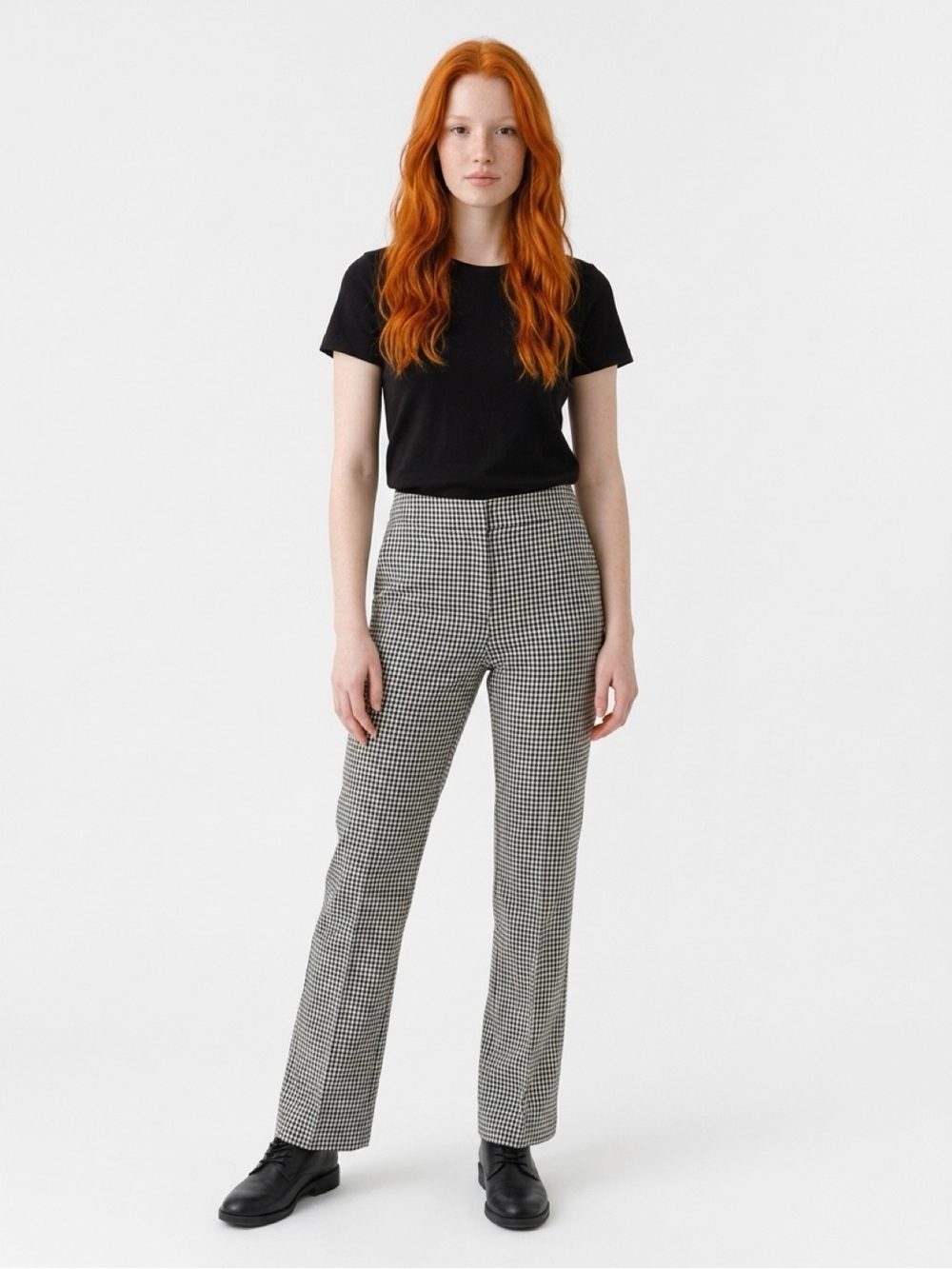 Anthropologie Black & White Houndstooth Straight-Leg Pants
